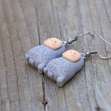 Wise Gray Owls earrings