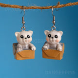 Kitten in a box earrings