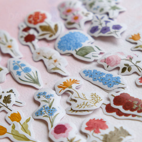 90 Small & Slender Flower paper stickers