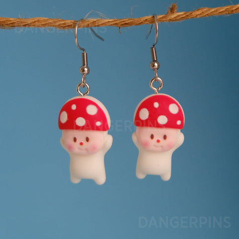 Creepy Awful Mushroom Babies from your darkest nightmares earrings