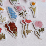 90 Small & Slender Flower paper stickers