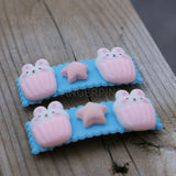 Set of 2 Bunny Cupcakes hair clips - 5.5cm