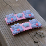 Set of 2 Blue Kitten hair clips - 5.5cm