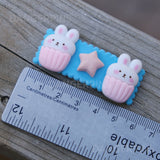 Set of 2 Bunny Cupcakes hair clips - 5.5cm