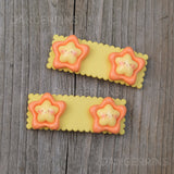 Set of 2 Happy Star hair barette clips - 5.5cm