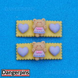 Set of Lavender & Honey Bear hair clips - 5.5cm