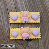 Set of Lavender & Honey Bear hair clips - 5.5cm