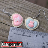 2 pair Bunny Heart earrings set