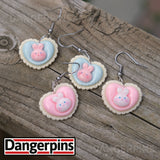 2 pair Bunny Heart earrings set