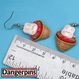 Berry Basket Bunnies earrings